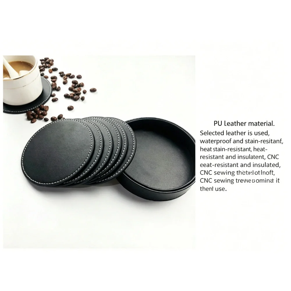 Black Gold Marble Double-Sided PU Coasters, Waterproof Heat Resistant for Coffee